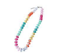 ZFHTJEKNCS boho summer beach Various Beads Multi-Colors Sarafina The Neutral Collection gemstone Agate opal Open Loop Necklace