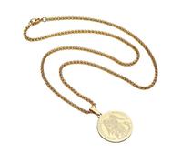 ZFHTJEKNCS CATHOLIC FAITH MEN'S WHO IS LIKE GOD ST. MICHAEL BADGE MEDAL PENDANT NECKLACE FOR MEN JEWELRY WITH 24INCH