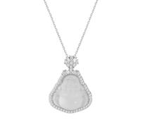 ZFHTJEKNCS Chinese Style Cool and Pure White Moonlight Yingying Ice-Clear White Buddha Pendant Necklace Simple, Grand, Exquisite, and Transparent Accessory