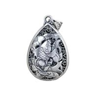ZFHTJEKNCS Classic National Style Engraved Lotus Flower Droplet Drop Pendant Necklace Keel Chain Charm