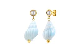 ZFHTJEKNCS Conch Shaped Summer Earrings Trendy Dainty Stainless Steel Drop Earrings Exotic Jewelry For Woman Gift