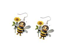 ZFHTJEKNCS Creative Design Stereo Sunflower Little Bee Earrings Dangle Earrings for Women Cute Accessories Gifts