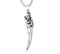 ZFHTJEKNCS Cross-border E-commerce Stainless Steel Wolf Fang Necklace Titanium Steel Square Pearl Vintage Wolf Head Pendant