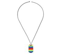ZFHTJEKNCS Cross-border for Europe and the US, Long Rectangular and Oval Flag-Design Necklaces for Men and Women