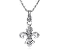 ZFHTJEKNCS Cross-border French Iris Pure Pendant Necklace Retro Trendy Unisex Hip-hop Elegant Men