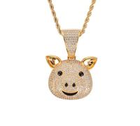 ZFHTJEKNCS Cross-border hip-hop accessories, necklace for the year of birth, cute animal micro-pave