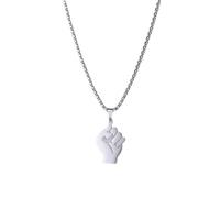 ZFHTJEKNCS Cross-border neutral style titanium steel fist pendant necklace street dance accessory hip hop men's and women's personal internet celebrity sweater chain
