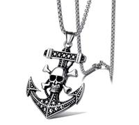 ZFHTJEKNCS Cross-border of the pirate ship anchor, personalized cross, pearl chain necklace, titanium steel vintage pendant,