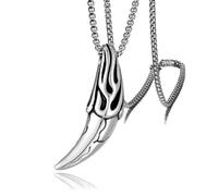 ZFHTJEKNCS Cross-border patterned wolf tooth crescent necklace titanium steel vintage pendant