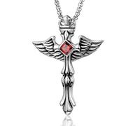 ZFHTJEKNCS Cross into the source of stainless steel wings pendant men's punk personality titanium steel necklace cross accessories
