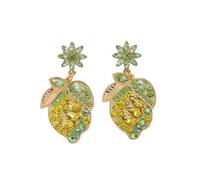ZFHTJEKNCS Cute And Fun Yellow Color Lemon Dangle Earrings Bohemia Bling Rhinestone Metal Jewelry exquisite banquet Accessories Gift