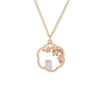 ZFHTJEKNCS Cute Rabbit Pendant Necklace For Women Trend Round Hollow Animal Collar Rabbit Deer Cat Pattern Neck Accessories Gift For Friend
