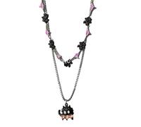ZFHTJEKNCS Double-layered cute cat necklace women's designer sweet and cool little monster pendant niche clavicle chain