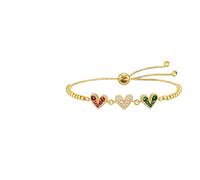 ZFHTJEKNCS Elegant Colorful Cubic Zirconia Bracelet, Heart Moon and Star Charms Bracelet Adjustable for Women Gift