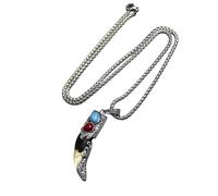 ZFHTJEKNCS Ethnic Style Brave Men Wolf Loong Tooth Spike Pendant Necklace Stainless Steel Male Pendant Necklaces For Warrior Adult Ceremony