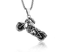 ZFHTJEKNCS Europe and America Cross-Border Sourcing Vintage Stainless Steel Skull Motorcycle Men's Pendant Titanium Steel Biker Necklace