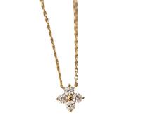 ZFHTJEKNCS European and American Cross-Border Necklace Women's Lucky Clover Super Flash Four-Leaf Clover Premium Pendant Clavicle Chain Gift