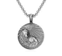 ZFHTJEKNCS European and American Cross-border Vintage Lion on the Grass Necklace Men's Personalized Trendy Hip-Hop Punk Style Accessories