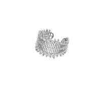 ZFHTJEKNCS European and American Exaggerated Gothic Irregular Grid Silvery Opening Ring For Woman Party Girl's Sexy Index Finger Joint Ring