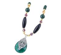 ZFHTJEKNCS European and American fashion, simple accessories, water drop versatile colorful black pearl temperament long pendant necklace sweater chain