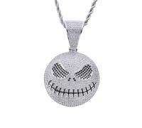 ZFHTJEKNCS European and American Halloween Skull Ghost Face Pendant Micro-Pave Round Hip Hop Necklace In Stock