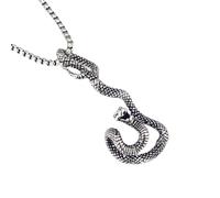 ZFHTJEKNCS European and American Niche Personalized Snake Necklace Men's Fashion Punk Style Stainless Steel Mamba Snake Long Chain