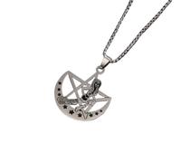 ZFHTJEKNCS European and American Pop Moon Star Element Stainless Steel Witch Broom Personalized Pendant Necklace