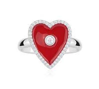 ZFHTJEKNCS European and American red heart-shaped ring with ia, adjustable open ring for the index finger, luxury ring.