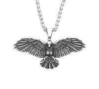 ZFHTJEKNCS European and American retro eagle spread wings pendant stainless steel men's necklace, hip-hop punk Viking personality sweater chain stacking