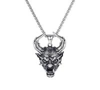 ZFHTJEKNCS European and American Titanium Skull Necklace Personalized Retro God Pendant Dragon Horned Monster Men's Stainless Steel Accessories