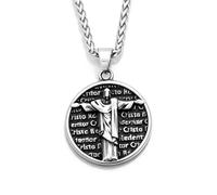 ZFHTJEKNCS European and American Titanium Steel Savior Pendant Necklace Personalized Punk Retro Trendy Men's Stainless Steel Round Faith