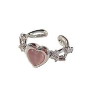 ZFHTJEKNCS Fashion Heart Ring Cat Eye Crystal Peach Heart Finger Ring Adjustable Women Design Premium Rings Wedding Party Jewelry Gift