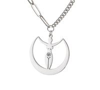 ZFHTJEKNCS Fertility Spiral Moon Goddess Necklace Feminine Energy Crescent Moon Wiccan Magic Amulet Stainless Steel