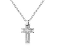 ZFHTJEKNCS Foreign trade cross-border titanium steel oblique edge two-in-one cross pendant stainless steel necklace