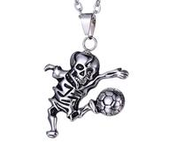 ZFHTJEKNCS Foreign trade into the necklace, little ghost plays football, stainless steel pendant, retro titanium steel for men.