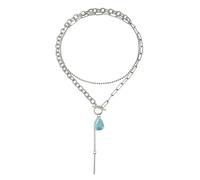 ZFHTJEKNCS Geometric Chain Irregular Asymmetric Beads Sun Moon Blue Stone Necklace Earrings Women's Fashion Trend High End Gifts