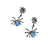 ZFHTJEKNCS Gothic Vintage Black Spider Moonstone Stud Earrings Women Fashion Design Earring Party Jewelry Gifts Halloween Jewelry