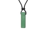 ZFHTJEKNCS Green Natural Stone Cylinder Necklace for Men,Black Leather Long Wax Rope Collar,Sweater Chain Gift