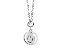 ZFHTJEKNCS Guochao Influencer Unisex Matching Rotating Smiley Necklace Ins Hip Hop Street Couple Double-Sided Expression Dancing Pendant