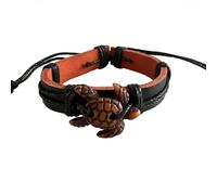 ZFHTJEKNCS Hawaiian Sea Turtle Leather Bracelet Hemp Wax Rope Turtle Bangle for Women Men's Surfing Gifts