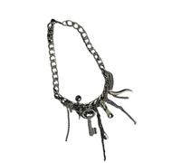 ZFHTJEKNCS high-end chain necklace from the Shackle series, punk-style, with tassel and lock pendant, for both men and women.