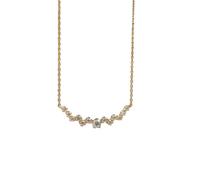 ZFHTJEKNCS Japanese Style Smile Necklace for Women, Zirconia-Inlaid Light Luxury and Fresh Horizontal Full- Clavicle Chain Arrivals Recommended