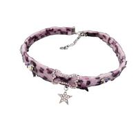 ZFHTJEKNCS Korean Fashion Star Pendant Plush Leopard Bone Necklace Choker For Harajuku Sexy Women Y2K Aesthetic Scene 2000s Accessories