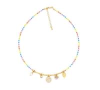 ZFHTJEKNCS Leaf Pearl Evil Eye Pendant Necklaces Choker Jewelry Boho Summer Beads Necklace for Women Girl Gift