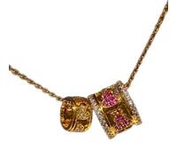 ZFHTJEKNCS Light luxury high-end double circle gourd necklace exquisite cylindrical hollow out charms collar chain banquet