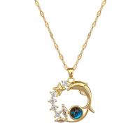ZFHTJEKNCS Light Luxury Star Series Necklace for Women Gold Color Planet Moon Astronaut Pendant Necklaces Jewelry Gifts