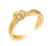 ZFHTJEKNCS Love Knoted Ring for Women With Cubic Zirconia Stone Adjustable Jewelry