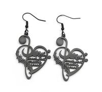 ZFHTJEKNCS Love Music Note Dangle Earrings For Women Men Stainless Steel Gold Silver Color Heart Music Lover Fashion Drop Earring