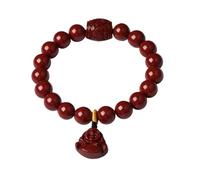ZFHTJEKNCS Lucky Luxury 2026 Natural Cinnabar Dragon Head Handstring Fox Pendant Bracelet Zodiac Year Lion Dance Maitreya Buddha Purple