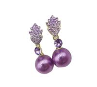 ZFHTJEKNCS Luxury Romantic Purple Shining Brightly Leaves Pearl Pendant Dangle Earrings for Women Wedding Bride Charm